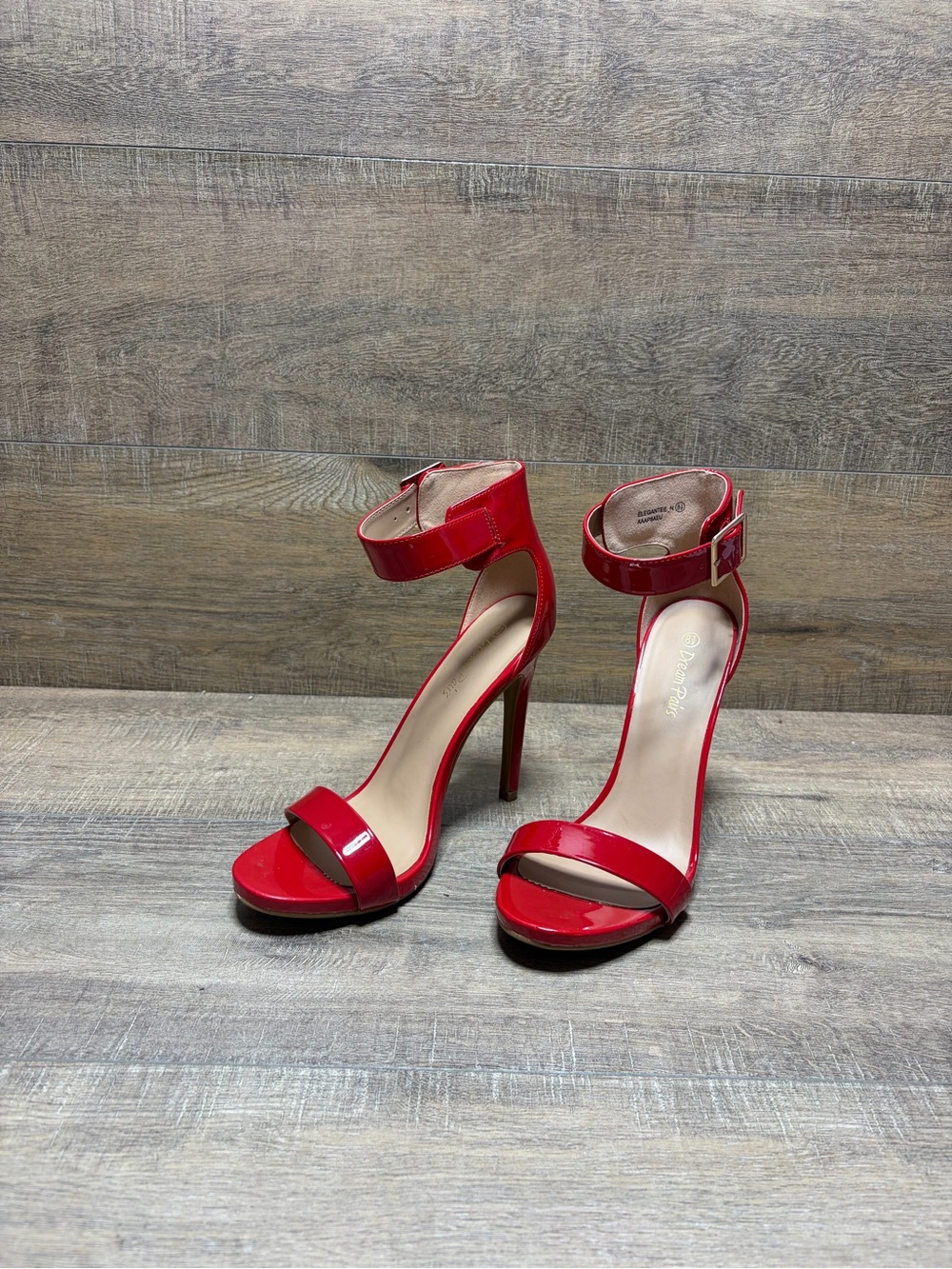 Dream Pairs Red Patent Ankle-Strap Stiletto Sandals